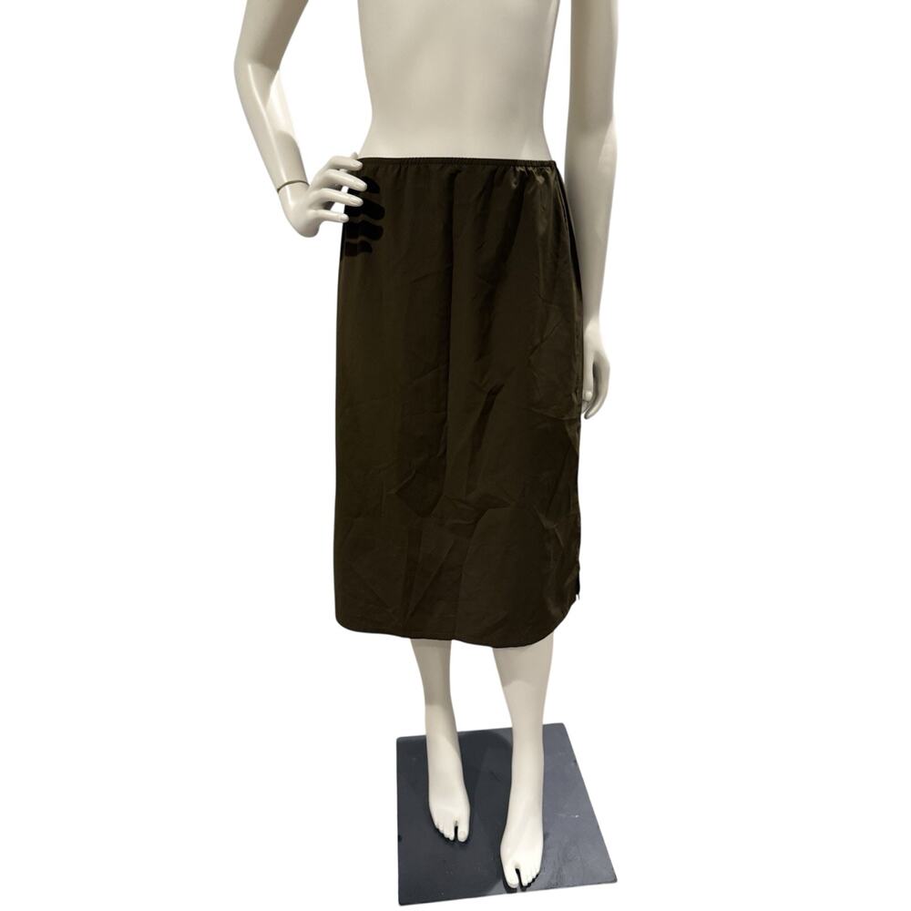Uniqlo Skirt Womens M Green Polyester A Line Midi Elastic Waist Casual Capsule